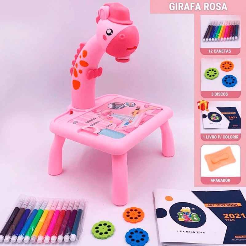 Mesa projetor infantil de desenho dinossauro (rosa)